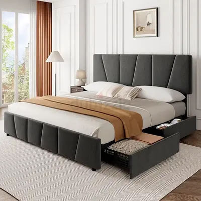 Custom Design Brand New King Size Beautiful Headboard High Quality Bed