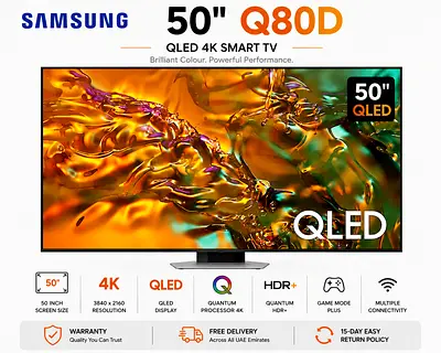 Samsung 50″ Q80D QLED 4K Smart TV | Direct Full Array | NQ4 AI Gen2 | 2024