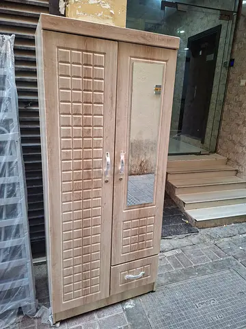 Two-door wooden wardrobe with mirror - used