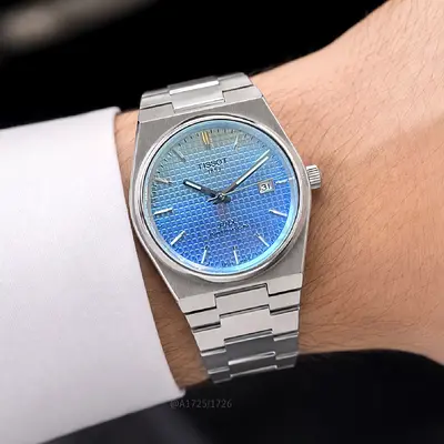 Tissot PRX Automatic Steel Watch with Blue Textured Dial