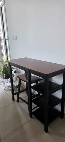 Homecentre wooden coffee table with one stool.