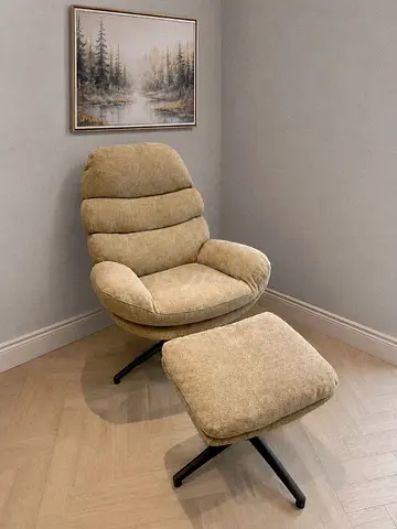 Swivel Armchair with ottoman Footstool.