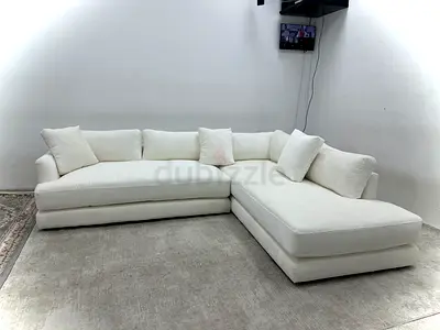 Like new condition west elm white color lshape sofa