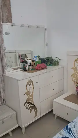 White Wooden Dresser with Mirror and Nightstand -Excellent Condition