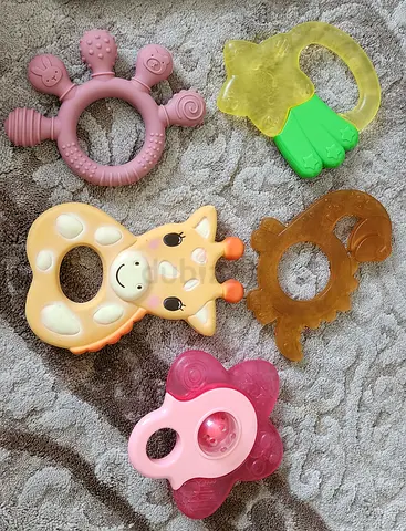 Set of 5 Baby Teethers — Mixed Shapes, Great Condition