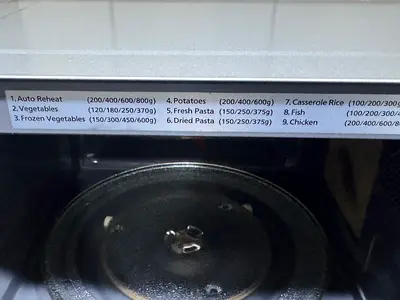 Silver Countertop Microwave Oven with Auto-Cook Features