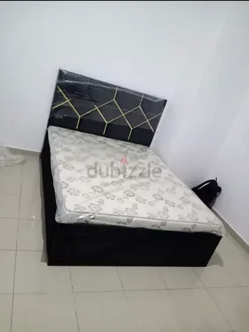 Black Fabric Wood Bed including mattress 150x190 cm