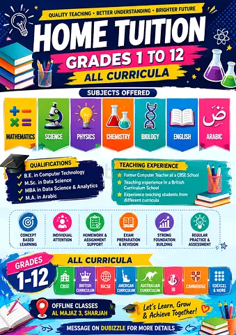 HOME TUITION – GRADES 1 TO 12 - All Curricula