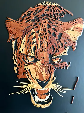 Handcrafted Layered Wood Panther Wall Art - Large