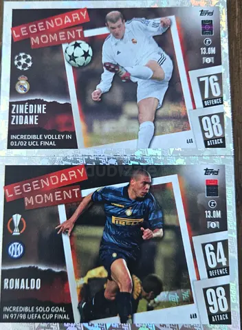 2 Rare Topps Legendary Moment Cards – Zidane & Ronaldo – AED 60