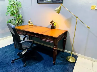 Classic Wooden Writing Desk with Drawers - Good Condition