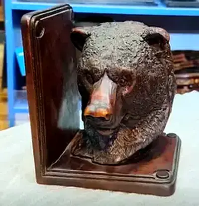 Resin Wooden Bear Head Bronze- 17cm height