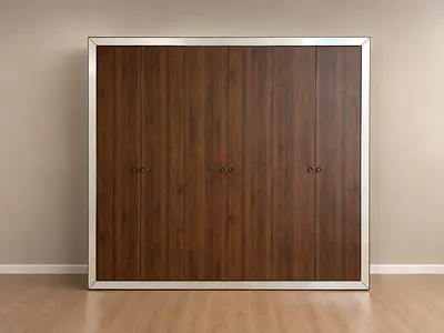Large Wooden Wardrobe with Mirrored Frame - 4 Doors