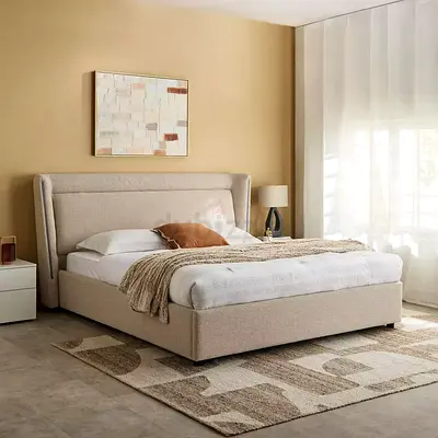 Wide wing headboard king size hydraulic bed