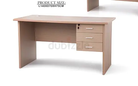 Oak Finish Office Desk with 3 Drawers and Lock - 140x70x75cm