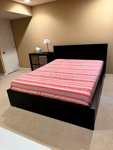 IKEA Black MALM King Storage Bed with IKEA Mattress 180 x 200 cm