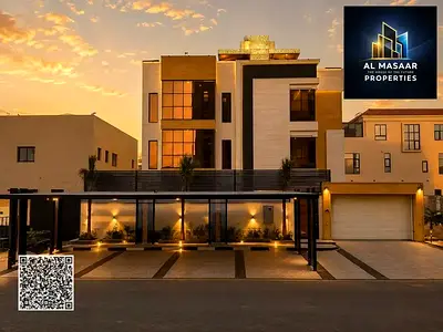 Luxury villa with 8 master bedrooms, swimming pool, and elevator in Al-Aliya, ready with water, electricity, and air conditioning.