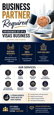 Business Partner Required — Visa & Business Setup Services (Partnership Available)