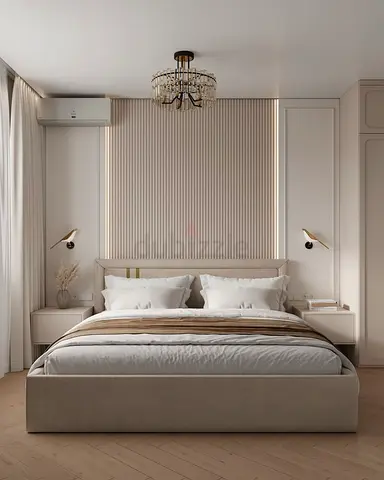 Modern Grey Upholstered Bed Frame with Headboard - Queen