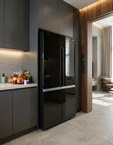 Hitachi 4-Door Refrigerator – Black Glass Body | Like-New | Free Delivery & Warranty