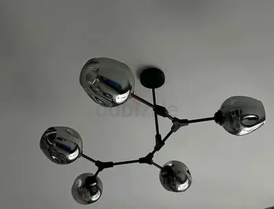 Modern 5-Light Branch Chandelier – Smoky Glass / Black Frame