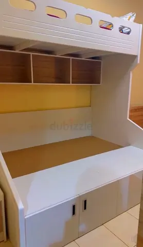 White Loft Bunk Bed with Built-in Desk and Storage - Good Condition