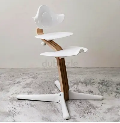 Stokke-style wooden adjustable high chair - white