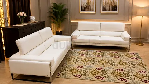 Calia Italia Original Leather Sofa Set With Adjustable Headrest Made in Italy