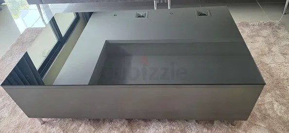 Modern Black Glass Top Coffee Table — Rectangular, Minimalist Design