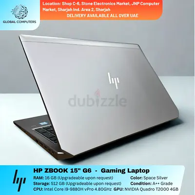 HP Zbook 15 G6 Workstation, Gaming - Core i9-9th Gen, Nvidia 4GB Graphics, 16GB RAM, 512GB SSD