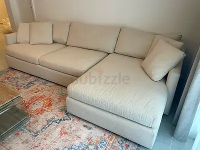 Feather 🪶 filled Crate&Barrel Lounge deep L Shape Sofa Beige