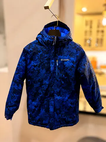 Columbia Teen’s Blue Patterned Winter Jacket - Hooded, Years 14/16