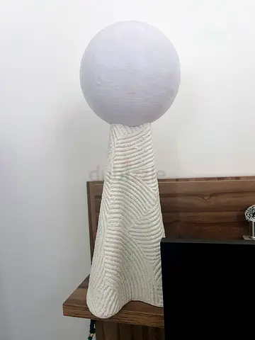 White Textured Ceramic Table Lamp with Globe Shade - Pair