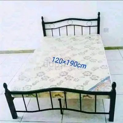 Metal double bed frame with mattress (120x190cm) brand new