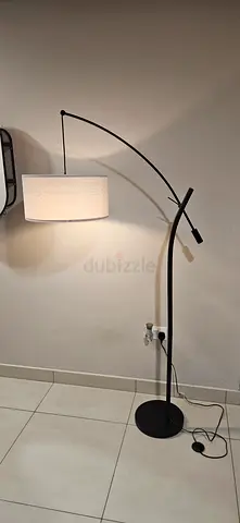 URGENT Sale _ Black Arc Floor Lamp with Fabric Shade - Modern Standing Light