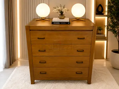 Crate and barrel Solid Wood 4-Drawer Chest / Dresser - Light Oak Finish