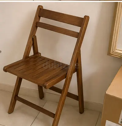 Solid Wood Folding Chair — Simple Brown Dining/Extra Seat