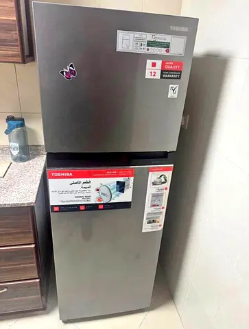 Toshiba 2-Door Refrigerator - Silver, Excellent Condition