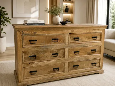 Marina Solid Wood 6-Drawer Wooden Dresser / Sideboard - Natural Finish