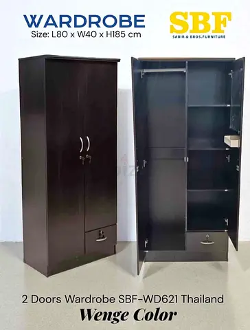 2-Door Wenge Wardrobe SBF-WD621 (L80 x W40 x H185 cm)
