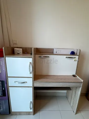 Modern Study Table with Integrated Storage Cabinets