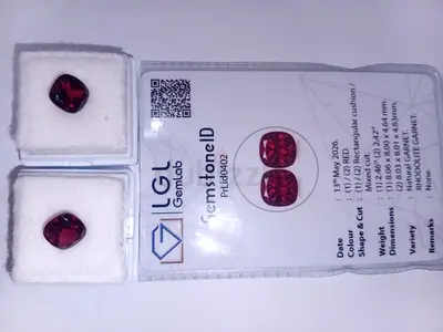 Pair of Natural Rhodolite Garnet Gemstones with LGL Certificate