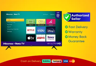 Hisnese 75 Inch TV  Smart TV - 4K, | Brand New |  Warranty | FREE  Delivery