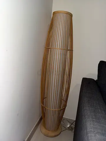 Tall Bamboo Floor Lamp with White Fabric Shade
