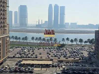 2BR + Living, Al Khan, Sharjah. Second tenant. Sea view, 2 master rooms, 3 baths, balcony, free parking. AED 60K/year.