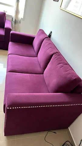 Modern Purple Fabric Sofa Set