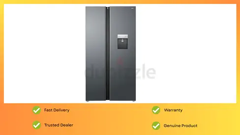 TCL Refrigerator 635L Side By Side Fridge With Water Dispenser Inox 1 Year Warranty