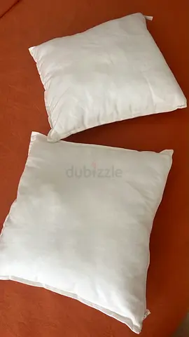 Set of 2 White Square Cushions - Used, Clean