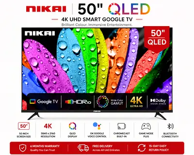 Nikai 50″ 4K UHD Google Smart TV | Dolby Vision & Atmos | 50NIKGOOGLE