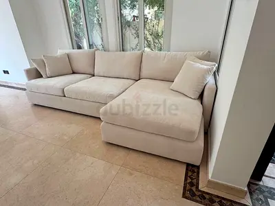 Beige Color Crate&Barrel L Shape Sofa